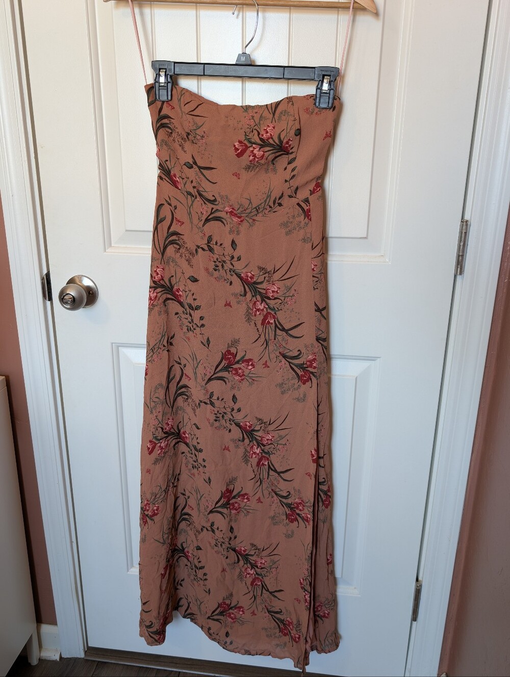 Reformation Floral Strapless Midi Dress with Slit